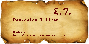 Raskovics Tulipán névjegykártya